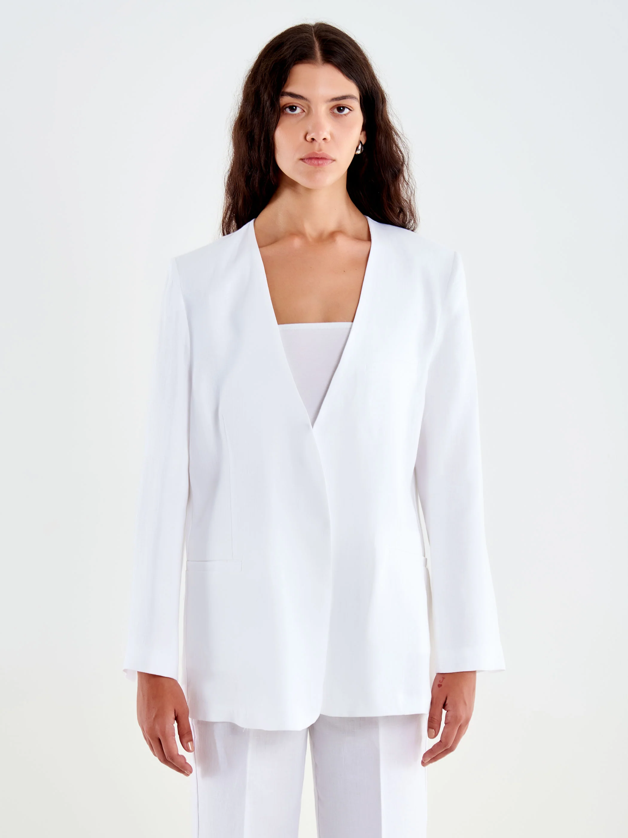 Blazer Senza Revers in Lino - Image 2