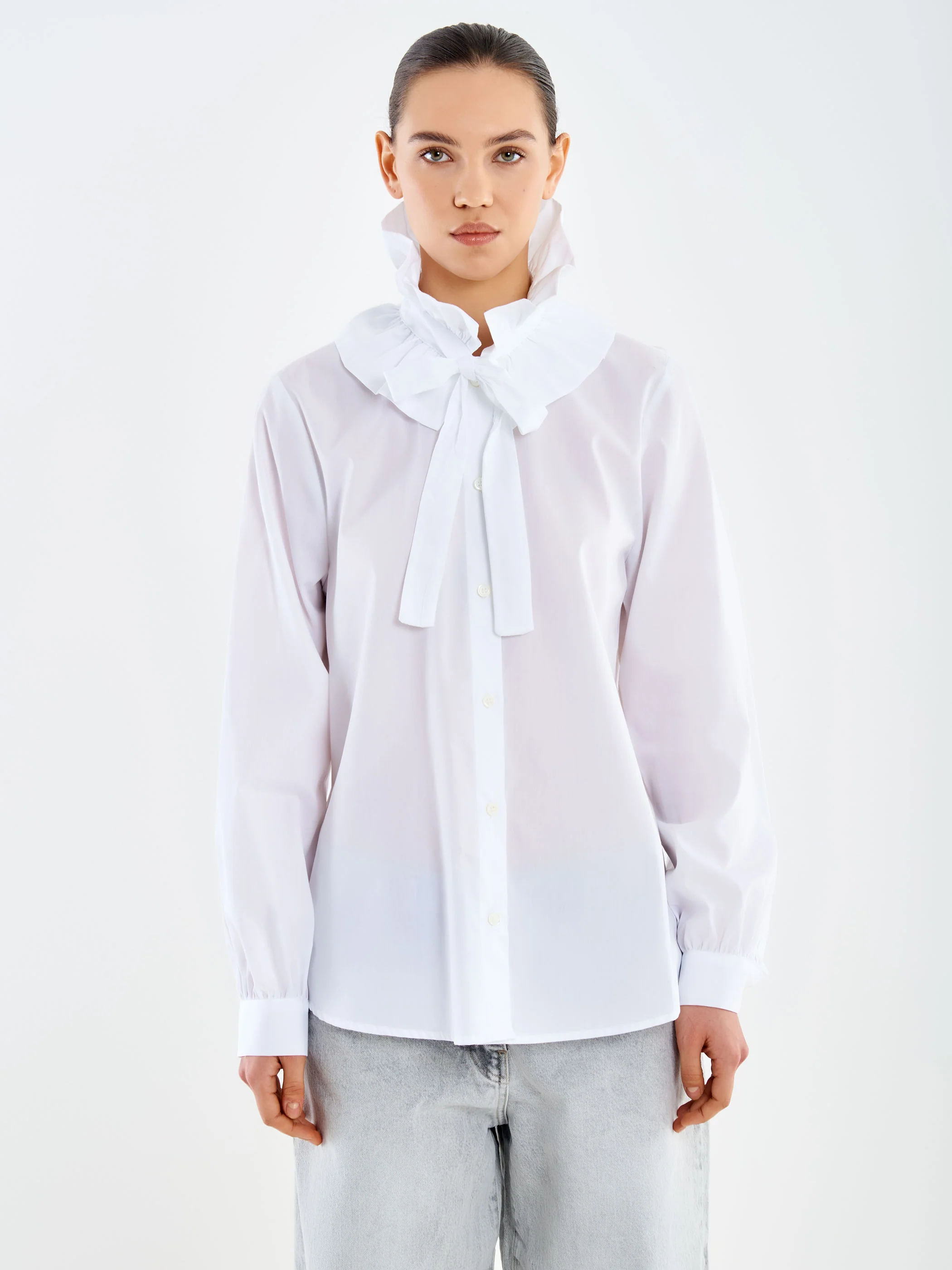 Camicia con Volant e Laccio Sul Collo - Image 2
