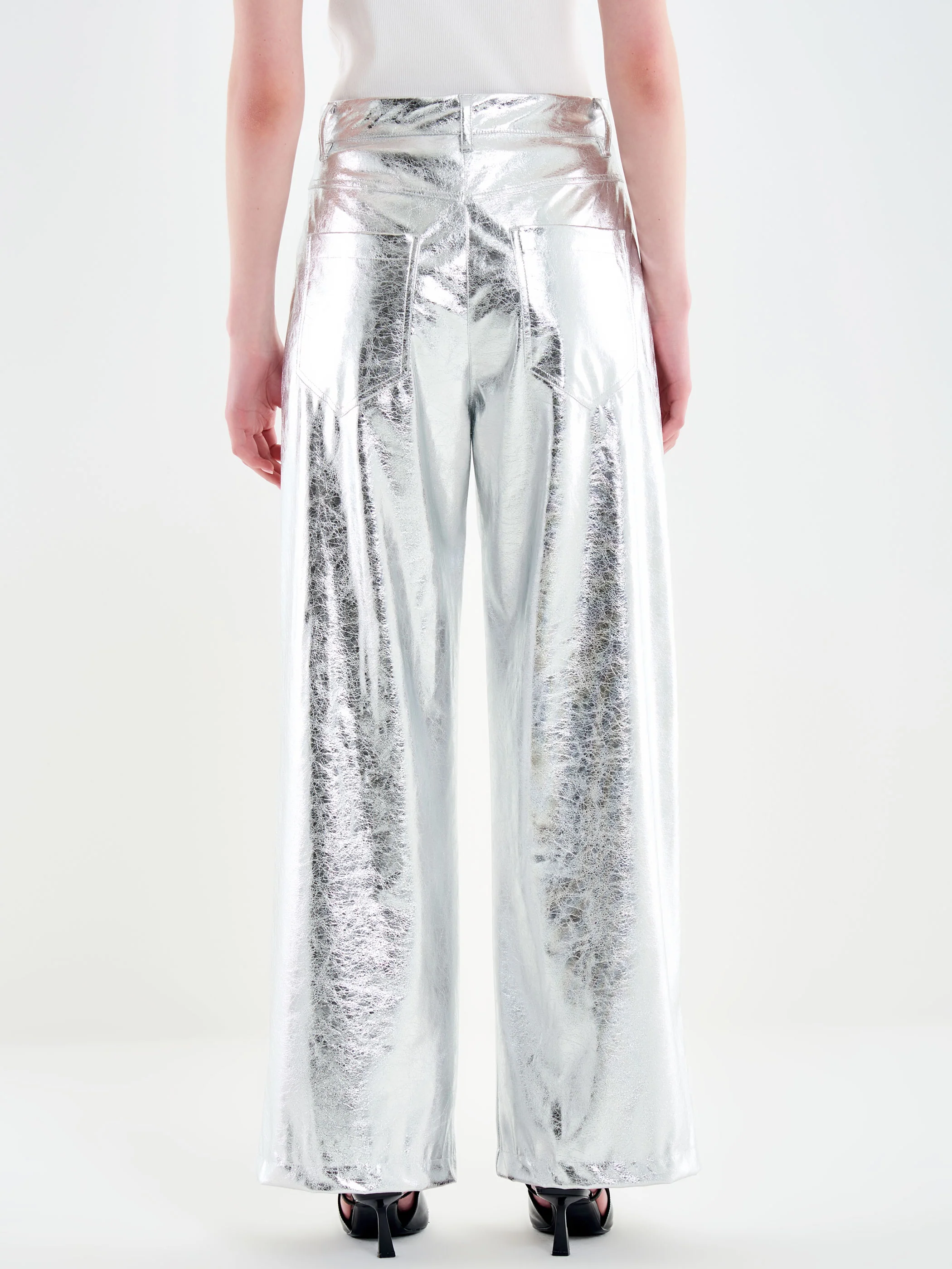 Pantalone in Ecopelle Argento - Image 3