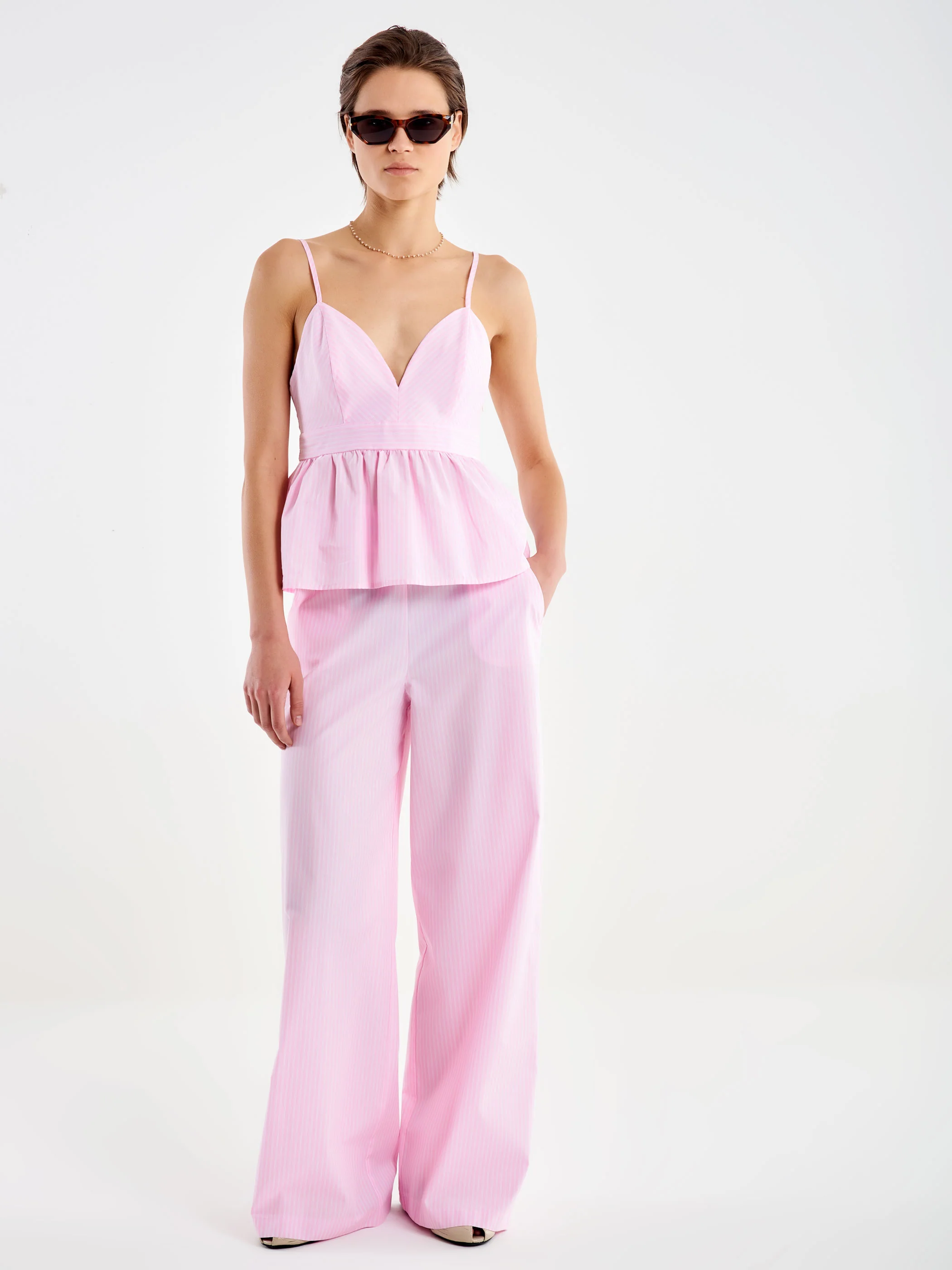 Pantaloni in Popeline a Righe
